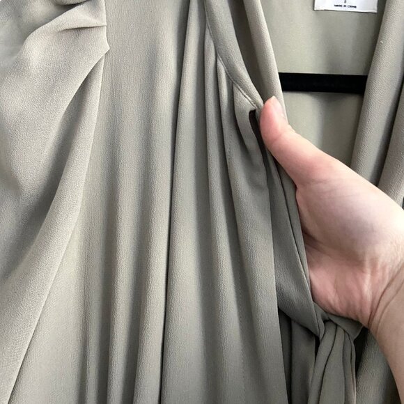 Aritzia Wilfred Mambo Dress Midi Victorian Button Down Tie US 8 Sage Green - Picture 8 of 15